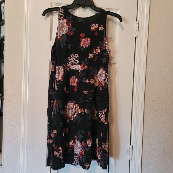 Maurices Floral Print Sleeveless Dress Black Multicolor XS Rayon Cotton Lace - Picture 2 of 5